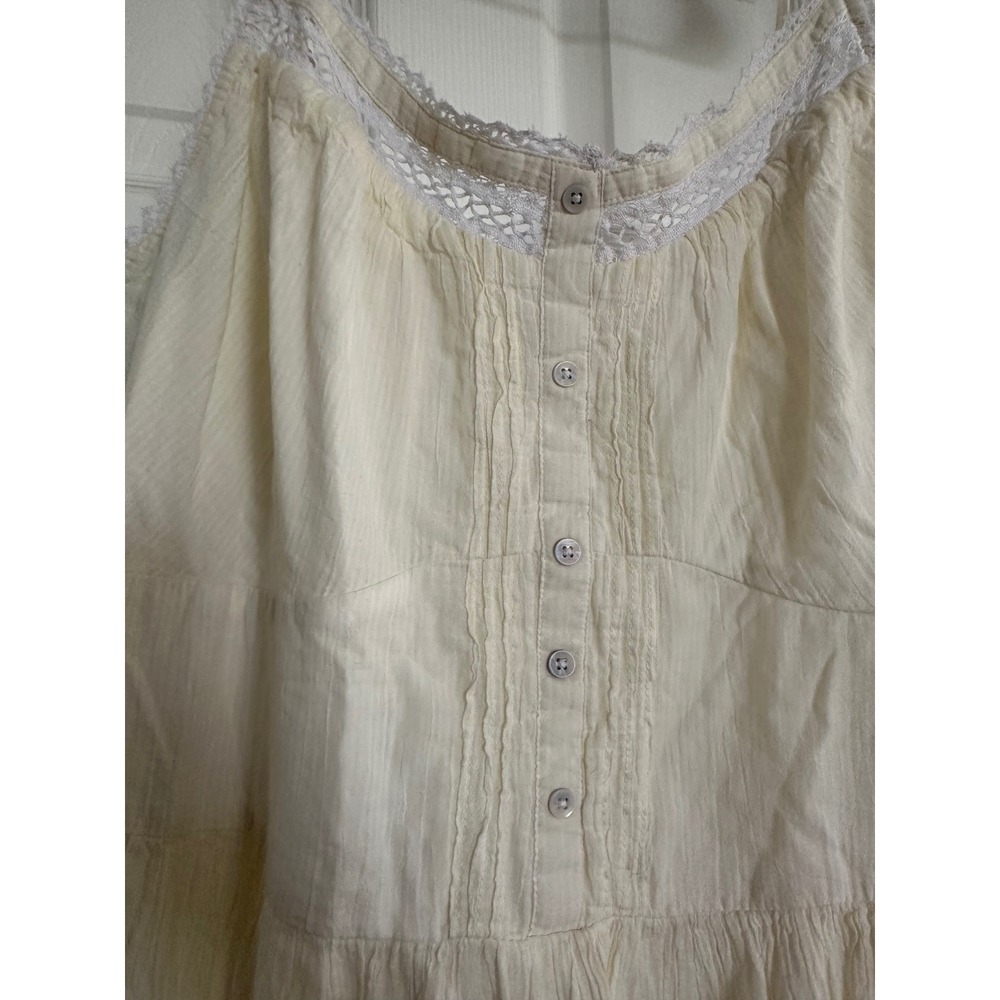 Aerie Yellow Eyelet Lace Tiered Mini Dress Spaghetti Strap Cottagecore Sundress - Picture 4 of 6